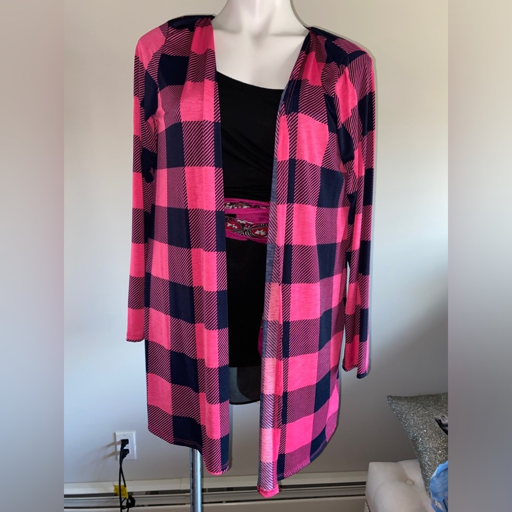 Heimish pink and black cardigan